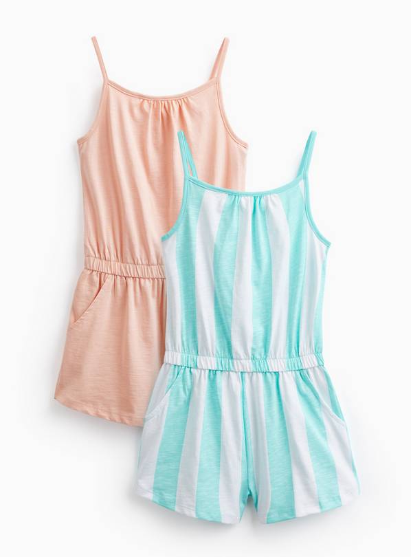 Pink & Blue Stripe Print Jersey Playsuits 2 Pack 7 years